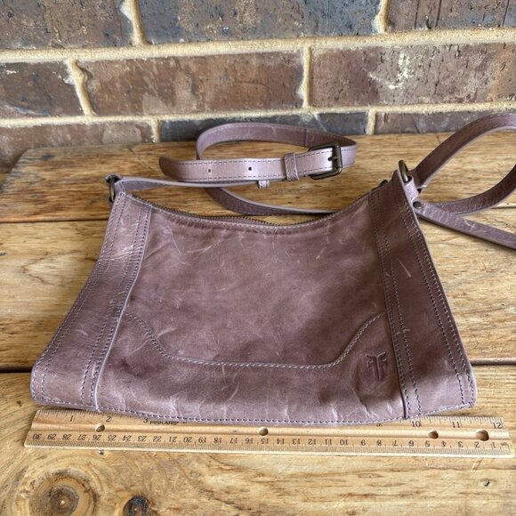 Frye Melissa Leather Top Zip Crossbody Bag Smokey Lavender - Picture 6 of 16